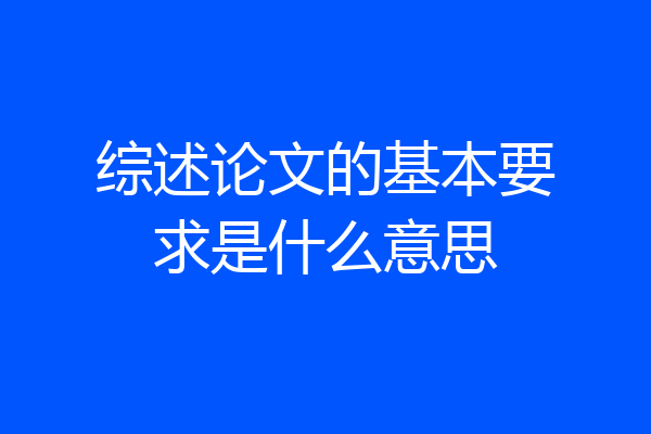 综述论文的基本要求是什么意思