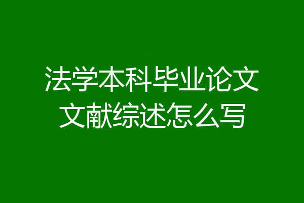法学本科毕业论文文献综述怎么写