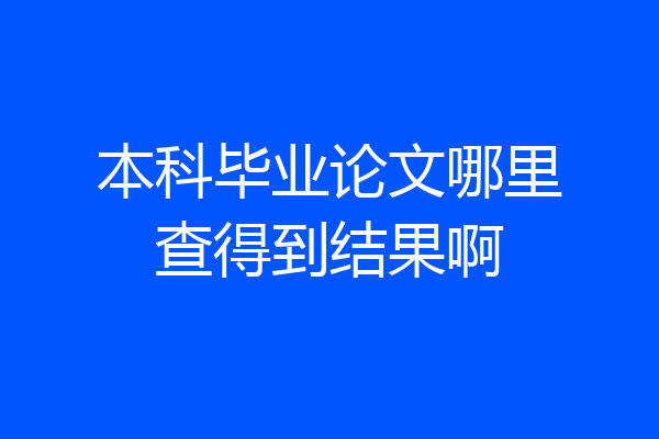 本科毕业论文哪里查得到结果啊
