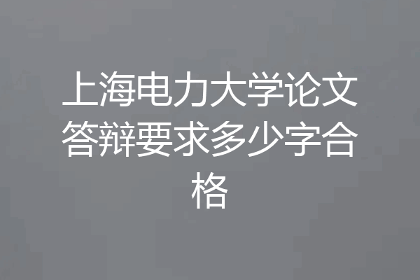上海电力大学论文答辩要求多少字合格