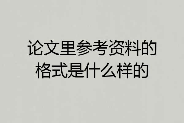 论文里参考资料的格式是什么样的