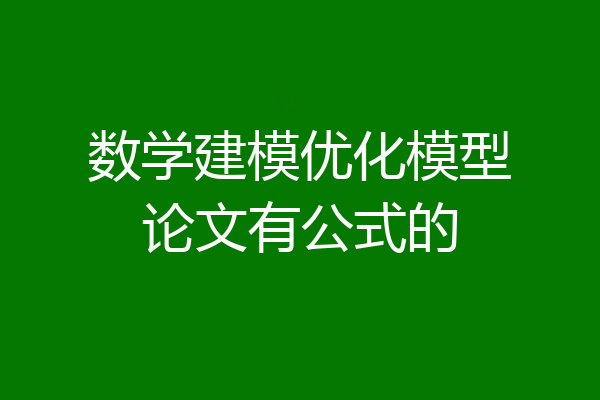 数学建模优化模型论文有公式的