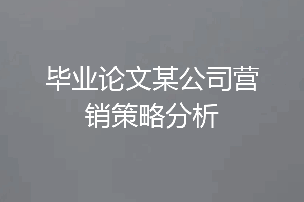 毕业论文某公司营销策略分析