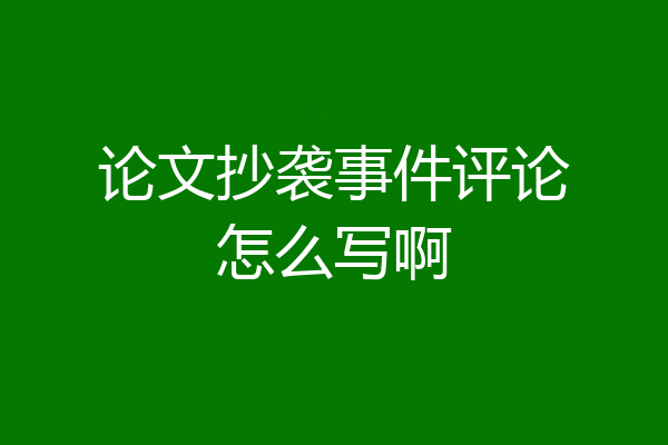 论文抄袭事件评论怎么写啊