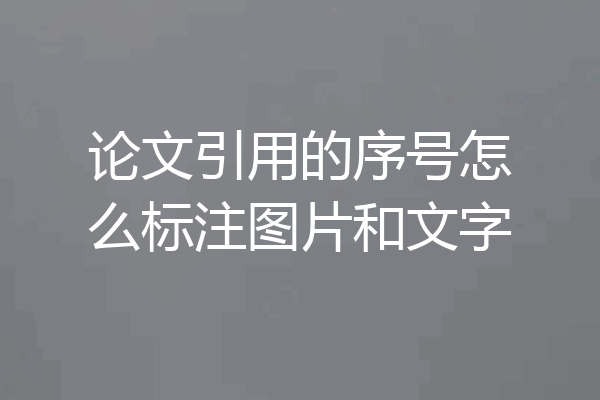 论文引用的序号怎么标注图片和文字