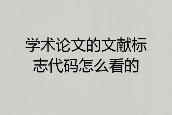学术论文的文献标志代码怎么看的