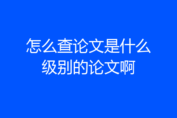 怎么查论文是什么级别的论文啊
