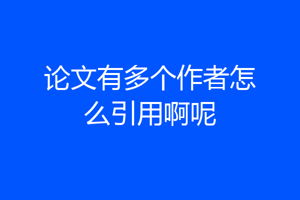 论文有多个作者怎么引用啊呢