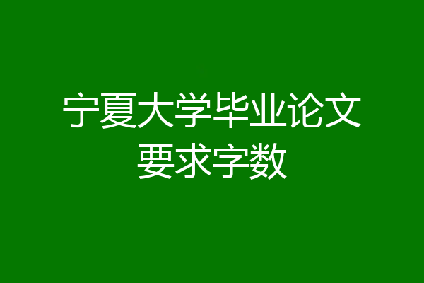 宁夏大学毕业论文要求字数