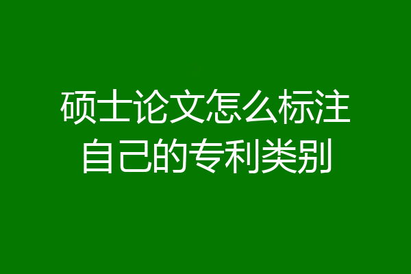 硕士论文怎么标注自己的专利类别