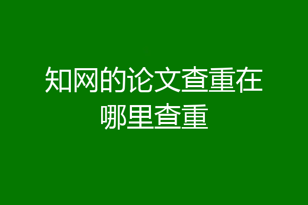 知网的论文查重在哪里查重