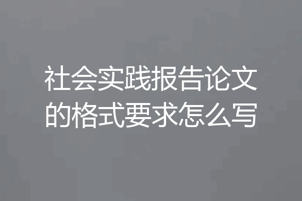 社会实践报告论文的格式要求怎么写