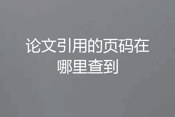 论文引用的页码在哪里查到