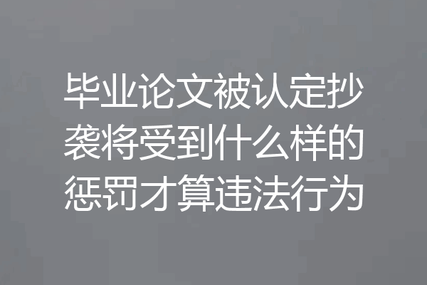 毕业论文被认定抄袭将受到什么样的惩罚才算违法行为