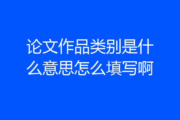 论文作品类别是什么意思怎么填写啊