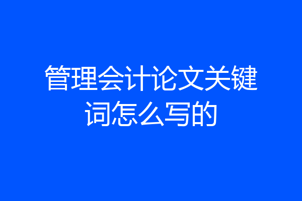 管理会计论文关键词怎么写的