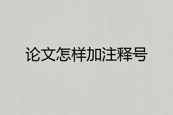 论文怎样加注释号