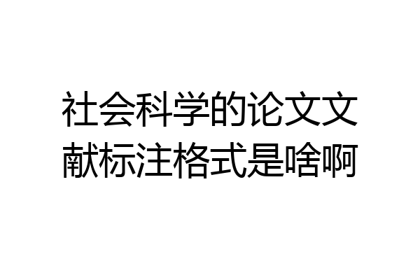 社会科学的论文文献标注格式是啥啊