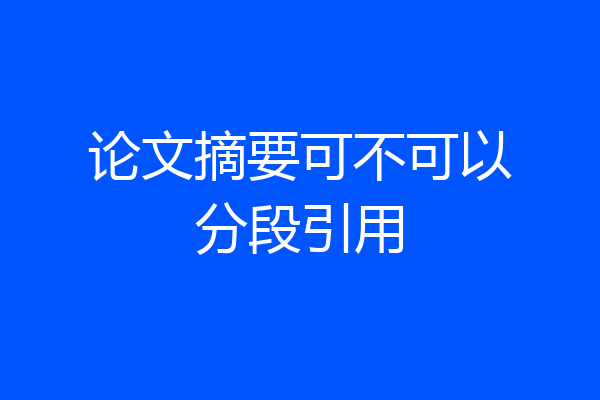 论文摘要可不可以分段引用