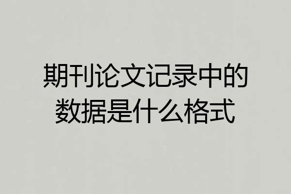 期刊论文记录中的数据是什么格式