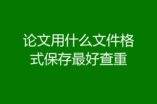 论文用什么文件格式保存最好查重