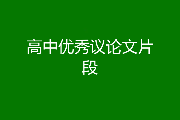 高中优秀议论文片段