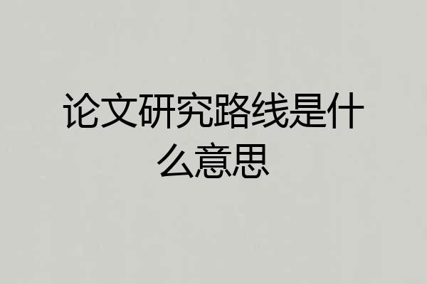 论文研究路线是什么意思
