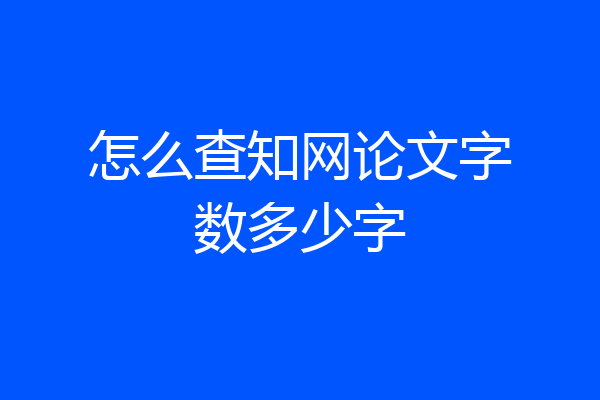 怎么查知网论文字数多少字