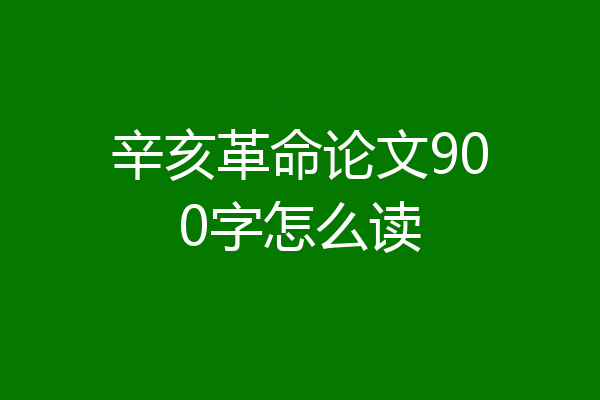 辛亥革命论文900字怎么读