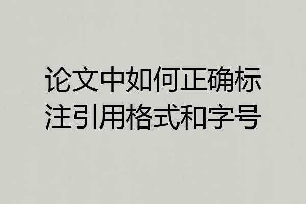 论文中如何正确标注引用格式和字号