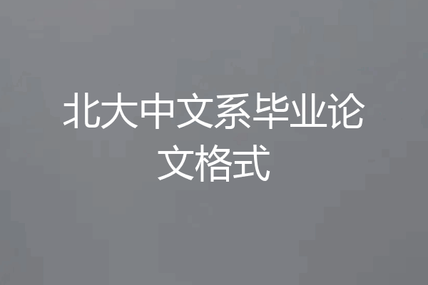 北大中文系毕业论文格式