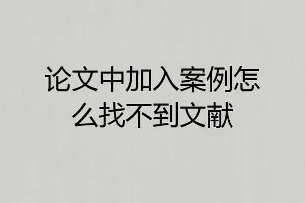 论文中加入案例怎么找不到文献
