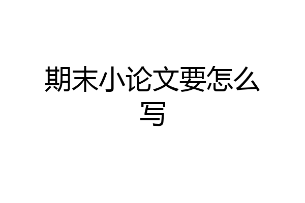 期末小论文要怎么写