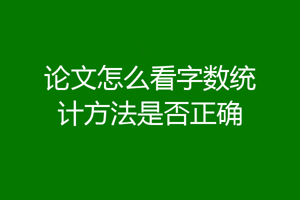 论文怎么看字数统计方法是否正确