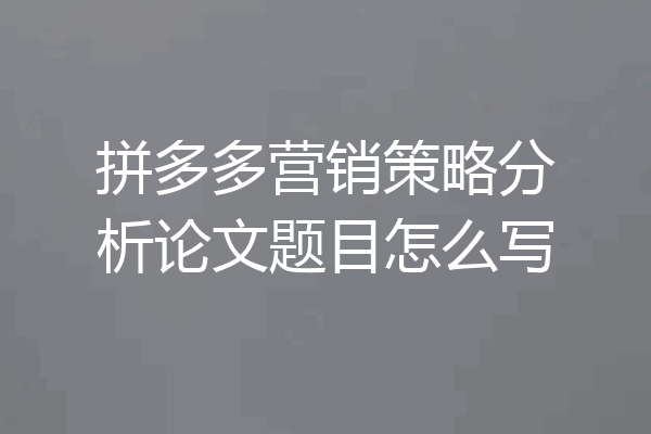 拼多多营销策略分析论文题目怎么写