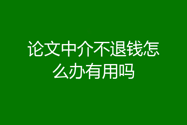 论文中介不退钱怎么办有用吗