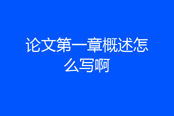 论文第一章概述怎么写啊