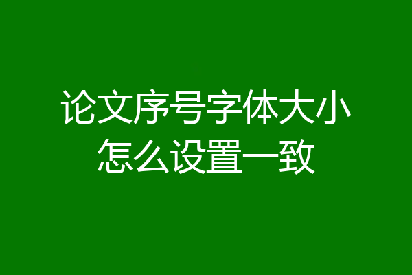 论文序号字体大小怎么设置一致