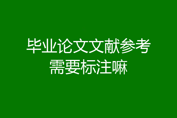 毕业论文文献参考需要标注嘛