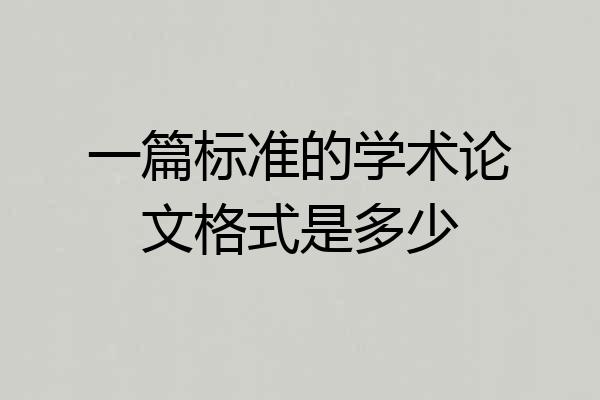 一篇标准的学术论文格式是多少