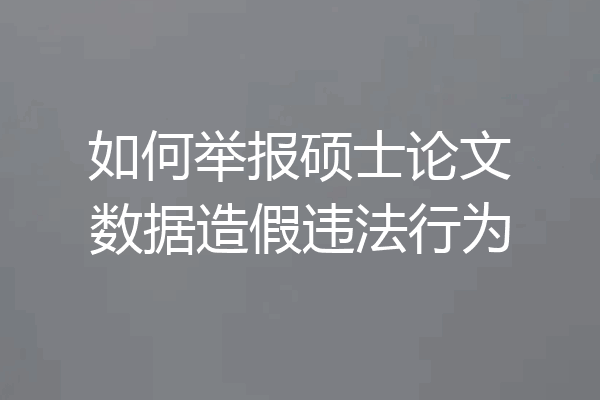 如何举报硕士论文数据造假违法行为