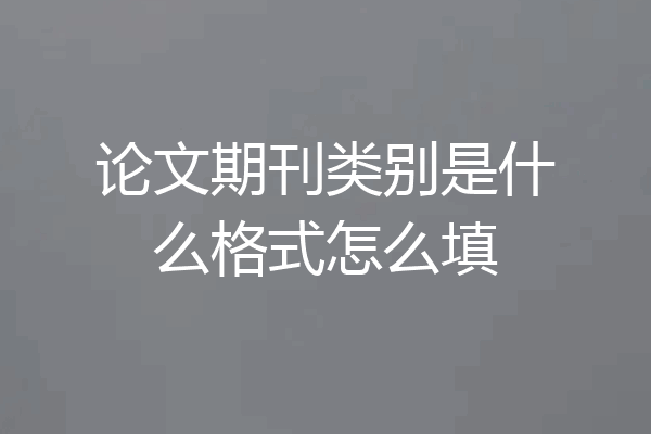 论文期刊类别是什么格式怎么填