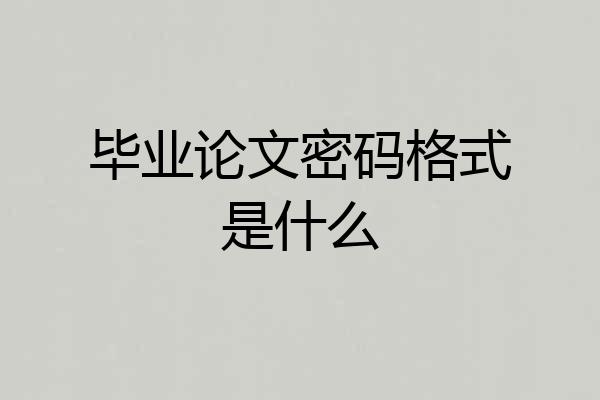 毕业论文密码格式是什么