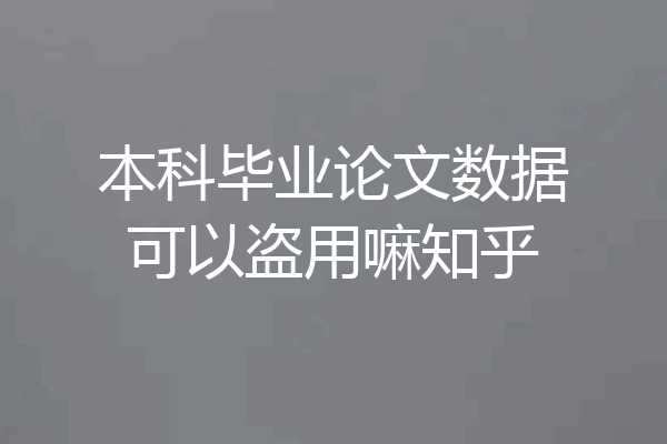 本科毕业论文数据可以盗用嘛知乎