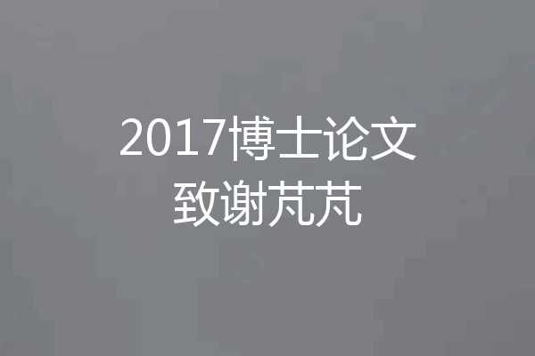2017博士论文致谢芃芃