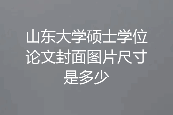山东大学硕士学位论文封面图片尺寸是多少