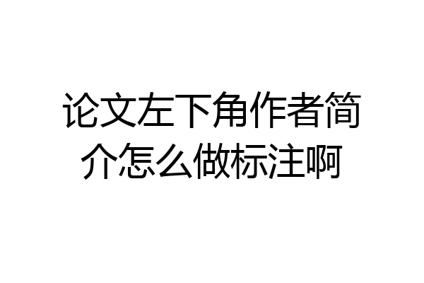 论文左下角作者简介怎么做标注啊
