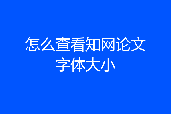 怎么查看知网论文字体大小