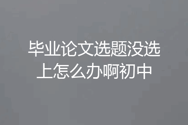 毕业论文选题没选上怎么办啊初中