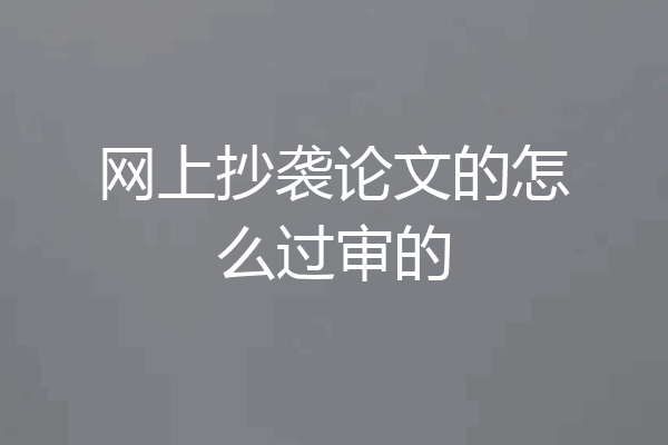 网上抄袭论文的怎么过审的